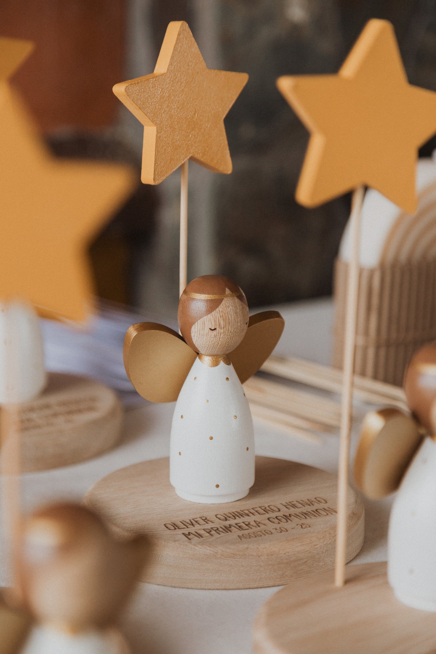 First communion angel, personalized wooden angel