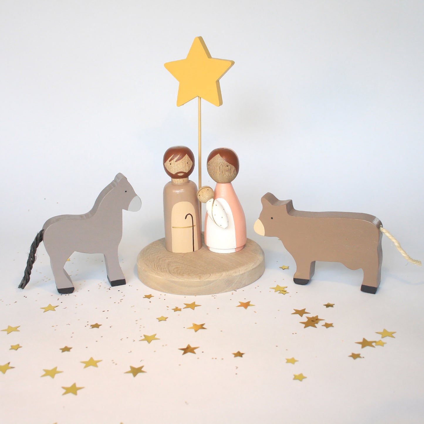7 Figures - Kids wooden nativity set, Christmas decorations
