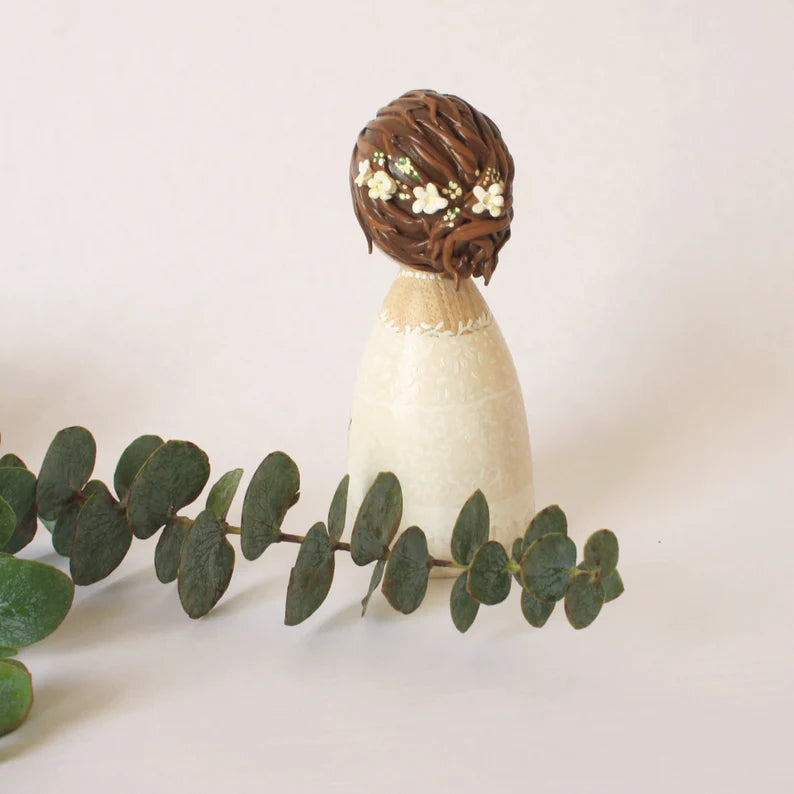 Personalized Wedding Peg Dolls - Bride & Groom Cake Topper
