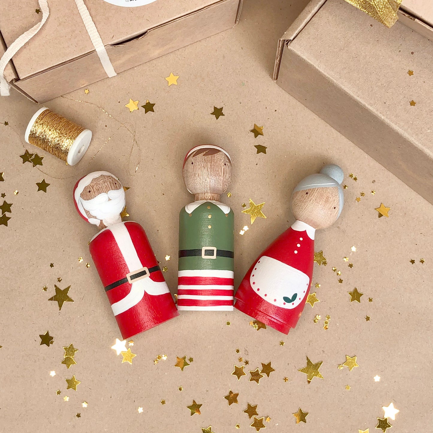 Santa & Mrs. Claus Peg People, Christmas Decorations