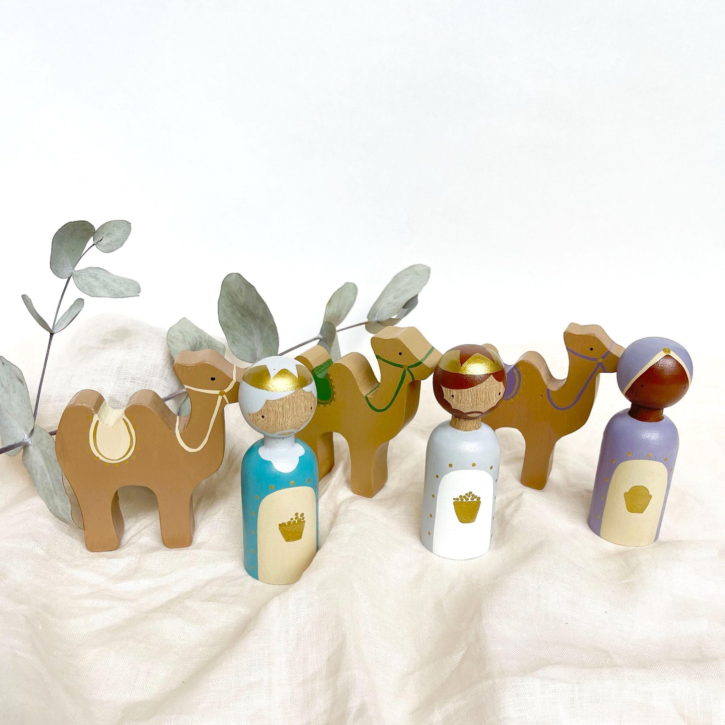 19 Figures - Kids wooden nativity set, Christmas decorations