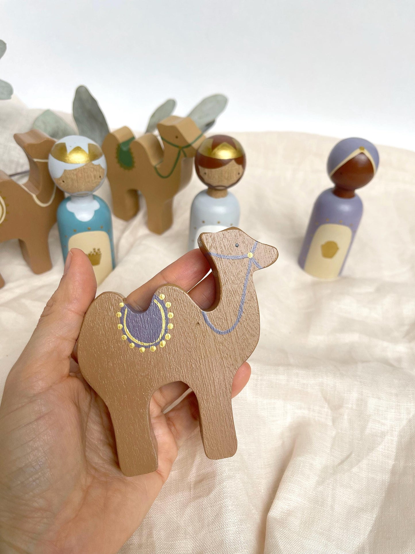 19 Figures - Kids wooden nativity set, Christmas decorations