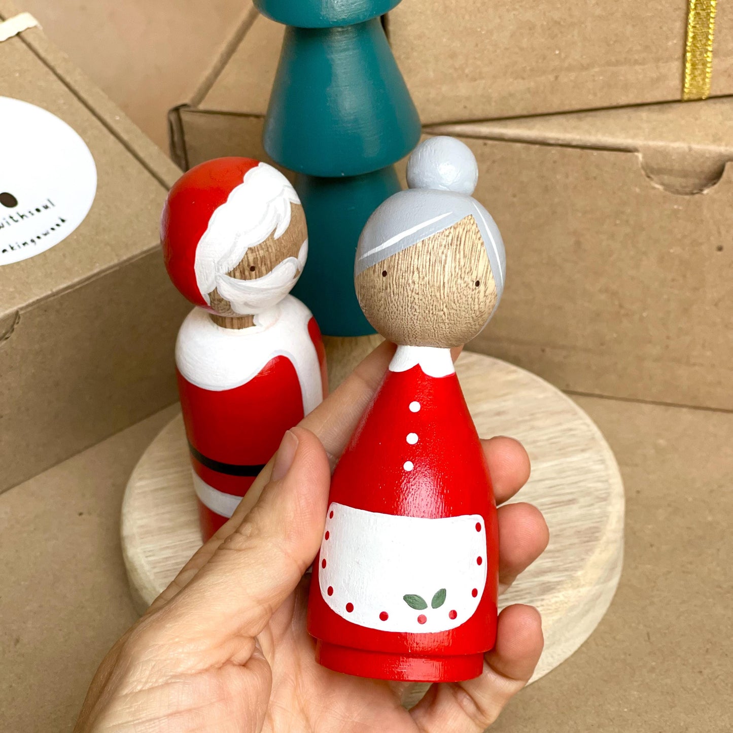 Santa & Mrs. Claus Peg People, Christmas Decorations
