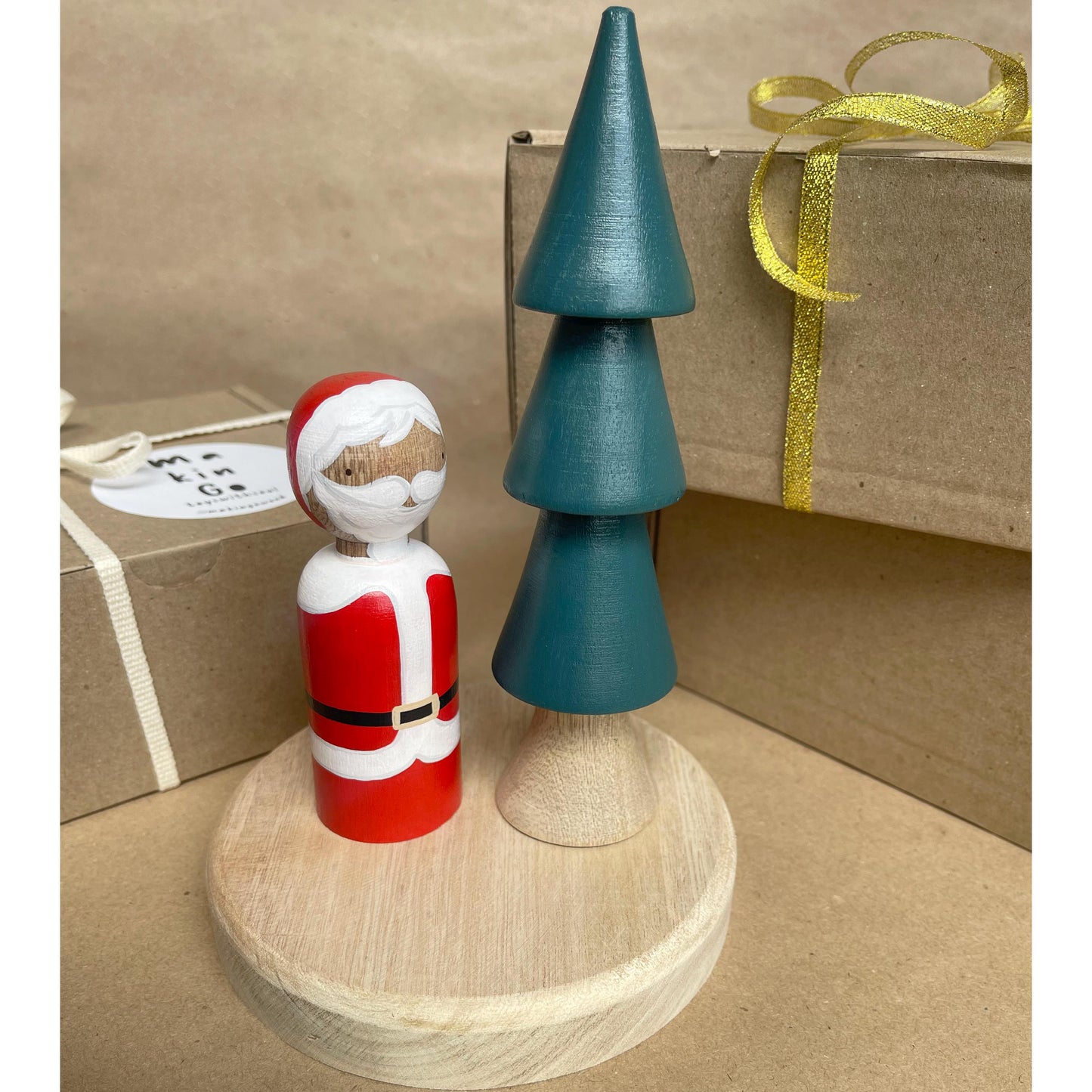 Santa and elf Peg People, Christmas Decorations