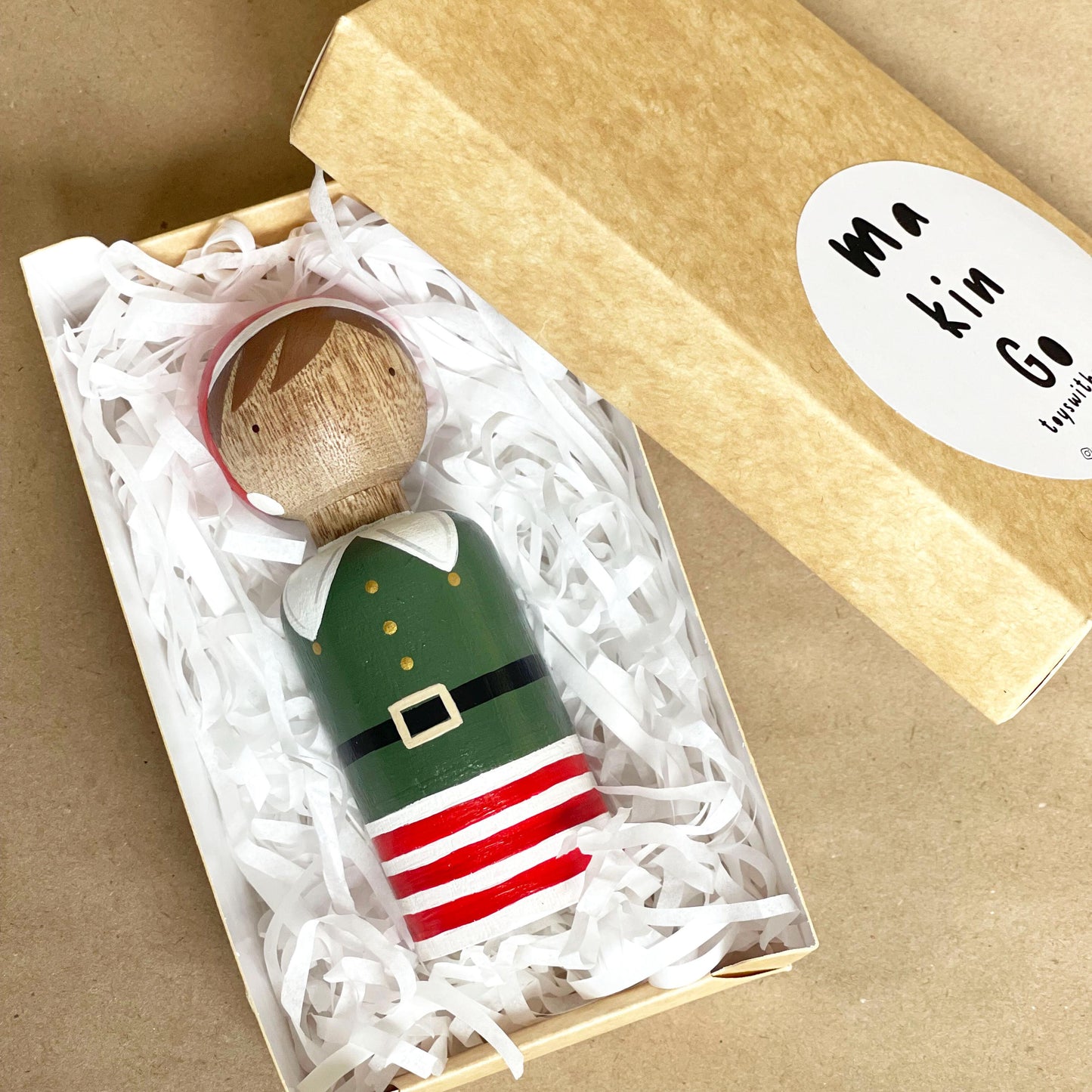 Santa and elf Peg People, Christmas Decorations
