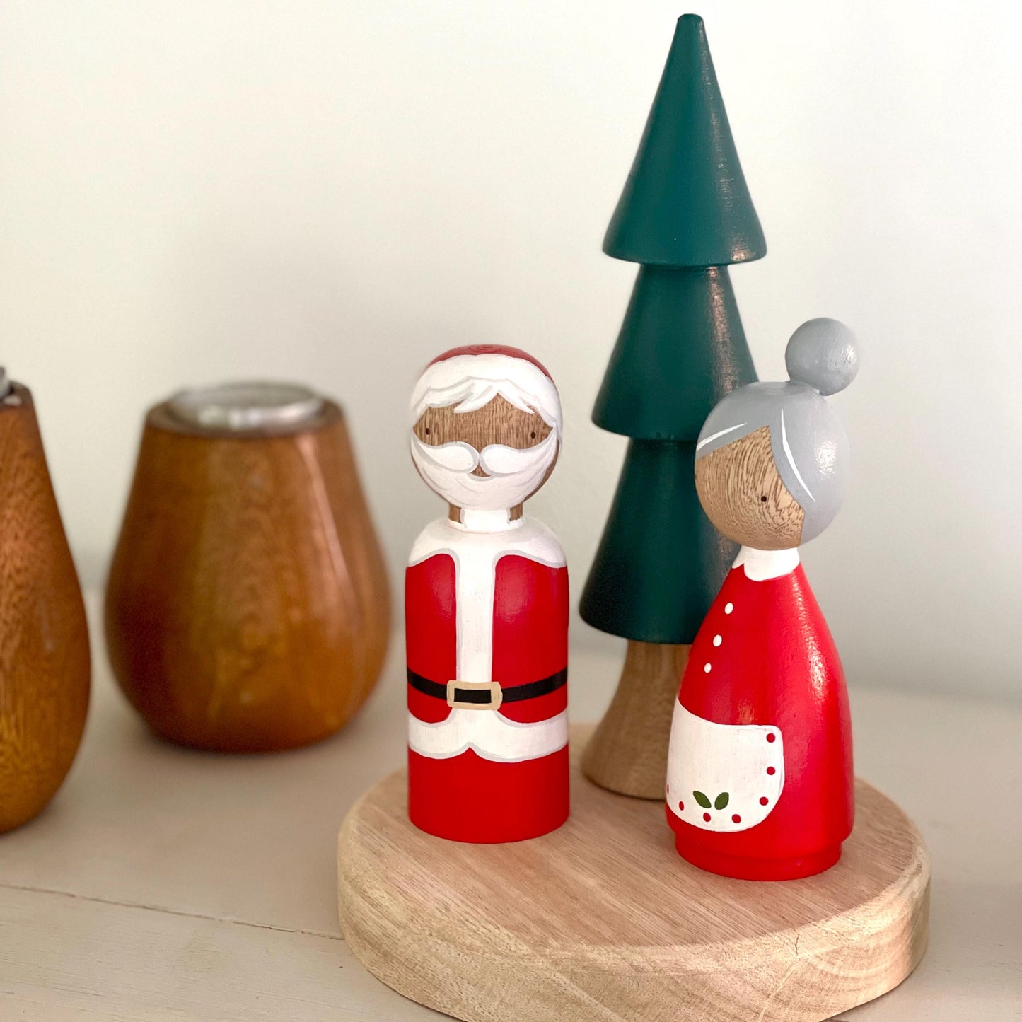 Santa & Mrs. Claus Peg People, Christmas Decorations