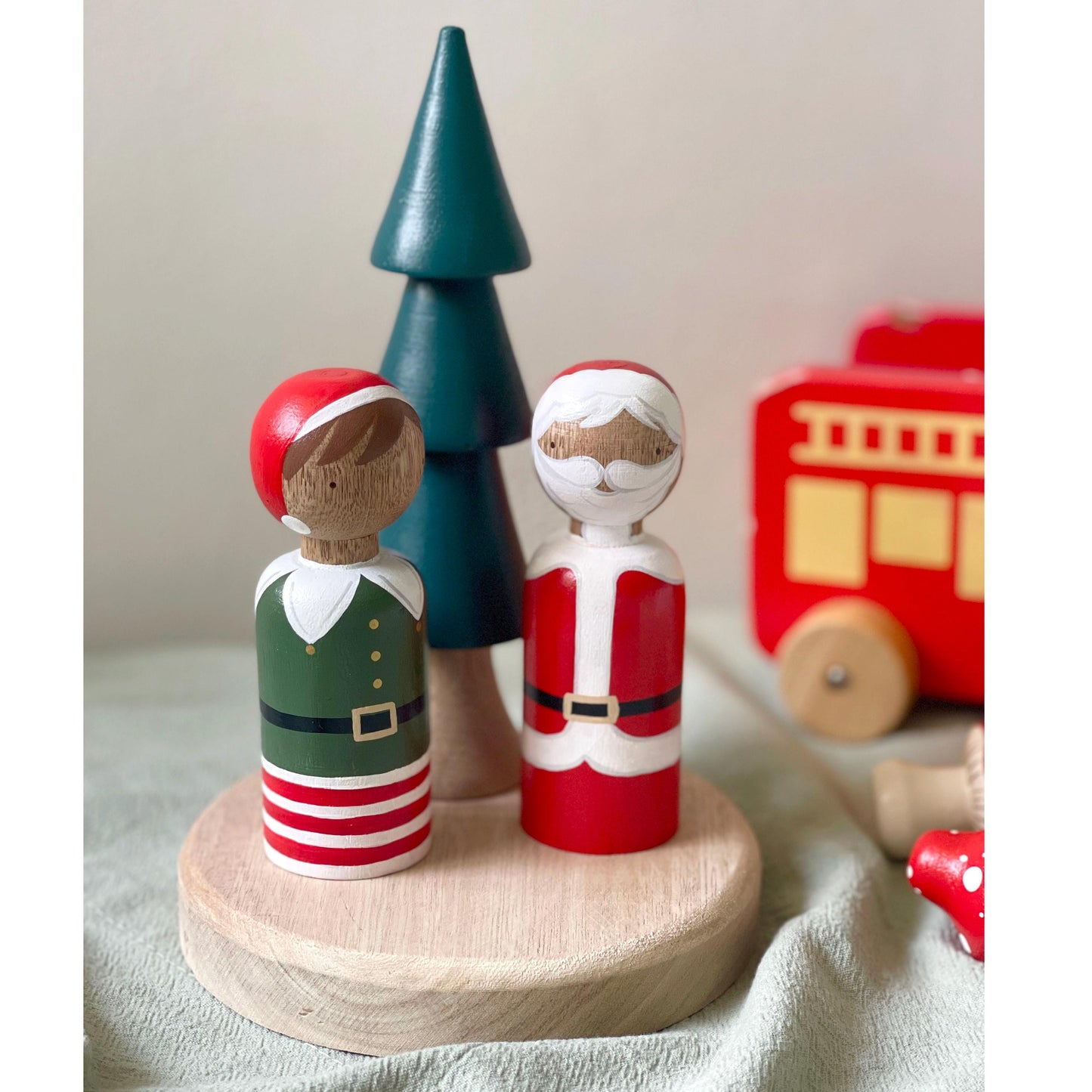 Santa and elf Peg People, Christmas Decorations
