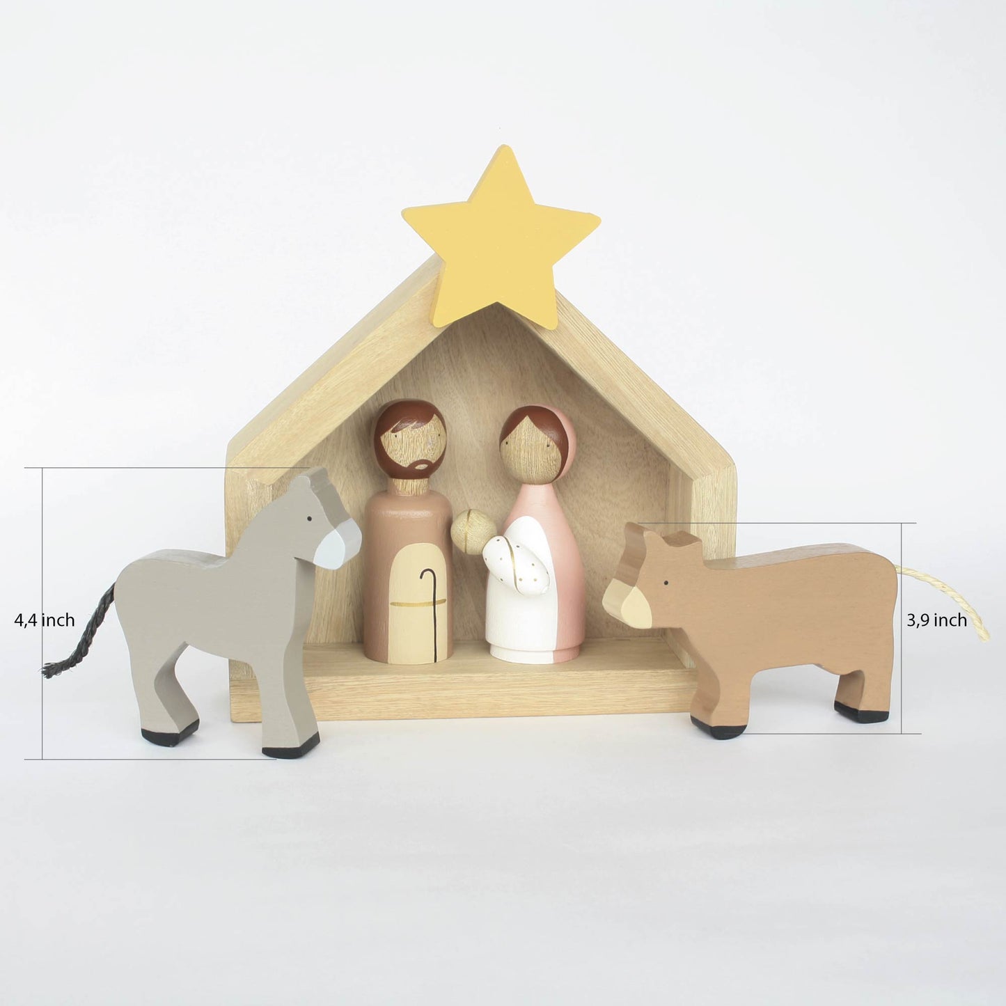 7 Figures - Kids wooden nativity set, Christmas decorations