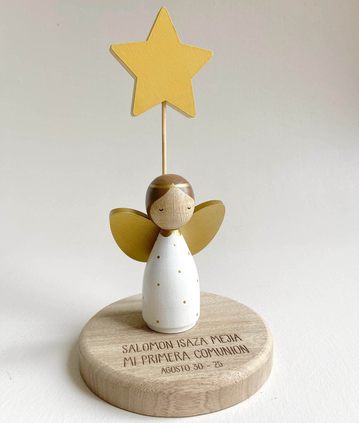 First communion angel, personalized wooden angel