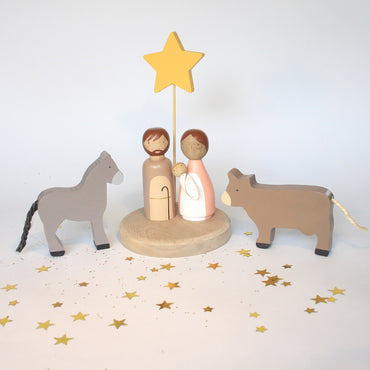 7 Figures - Kids wooden nativity set, Christmas decorations