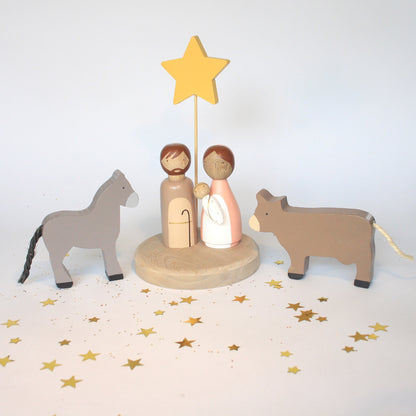 7 Figures - Kids wooden nativity set, Christmas decorations