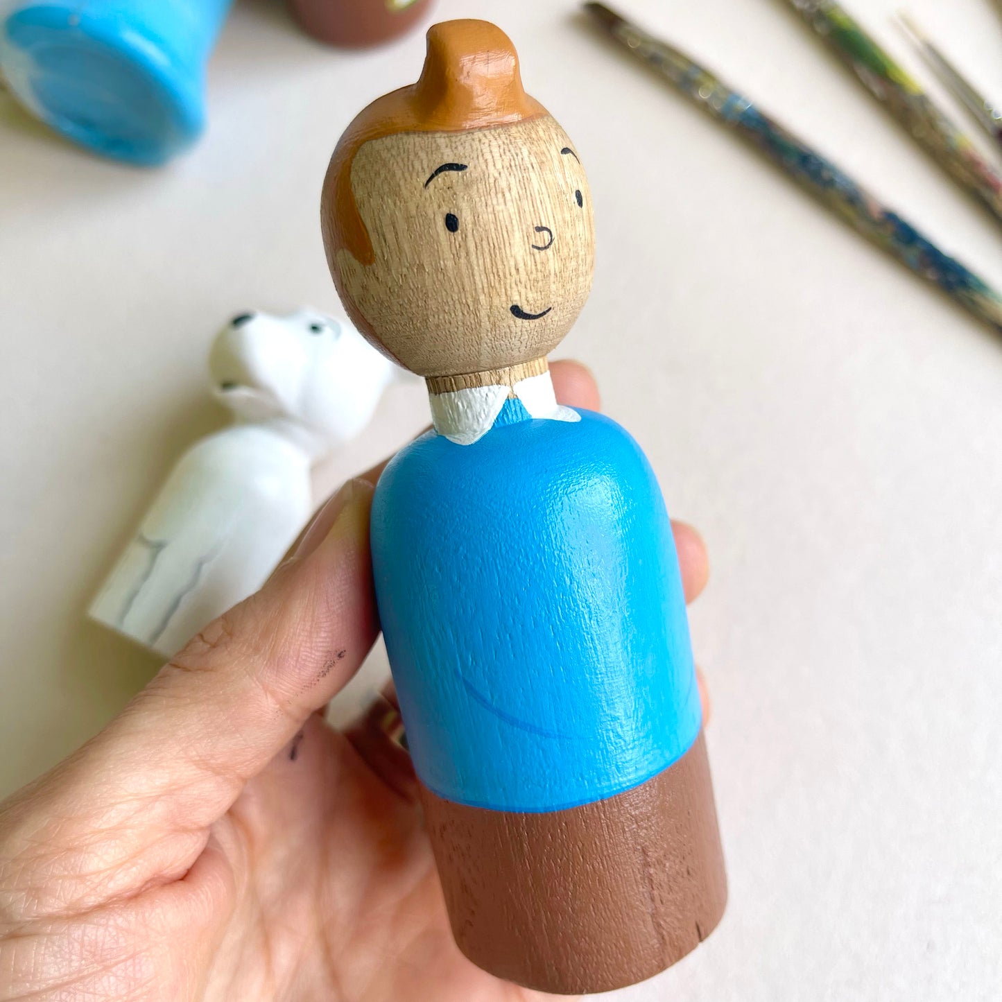 The Adventures of Tin Tin & Milu – Handmade Wooden Characters