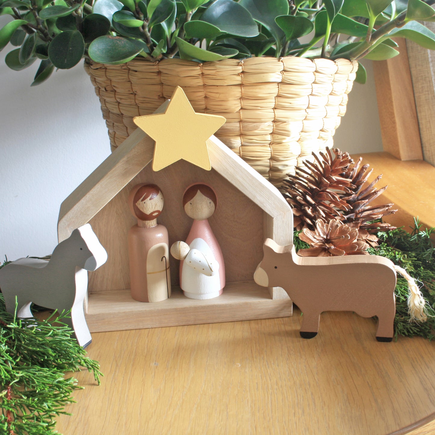 7 Figures - Kids wooden nativity set, Christmas decorations