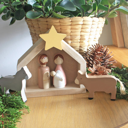 7 Figures - Kids wooden nativity set, Christmas decorations
