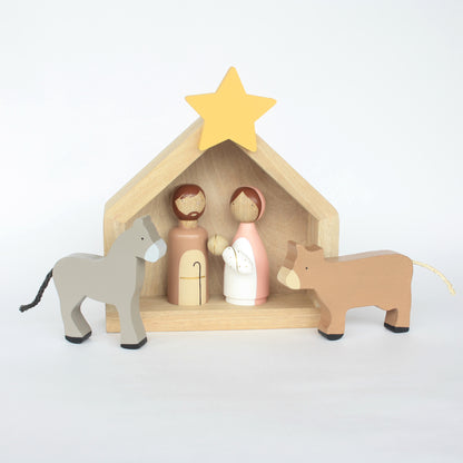 7 Figures - Kids wooden nativity set, Christmas decorations