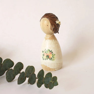 Personalized Wedding Peg Dolls - Bride & Groom Cake Topper