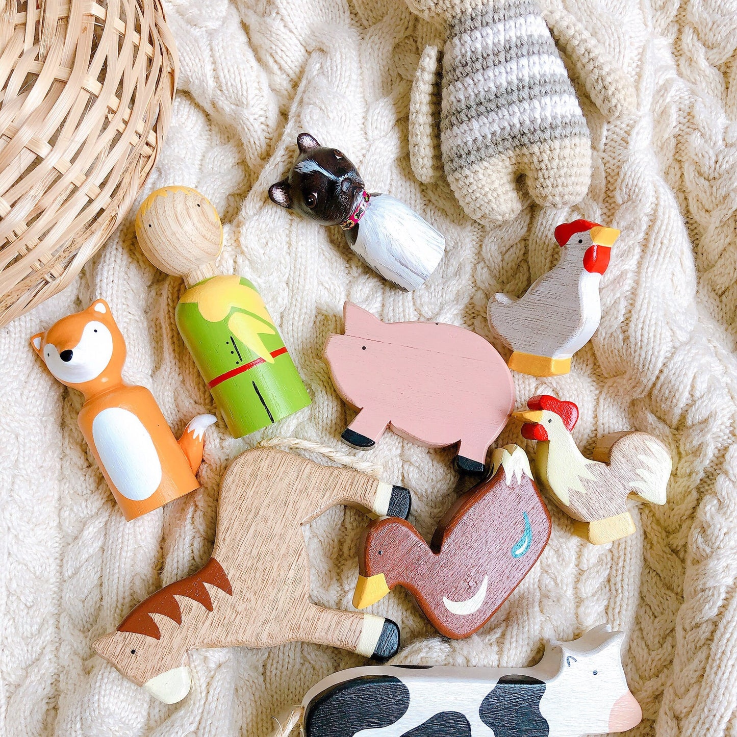 Little Prince wooden peg doll set, Montessori toys