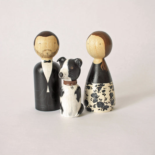 Custom Couple & Pets Peg Dolls
