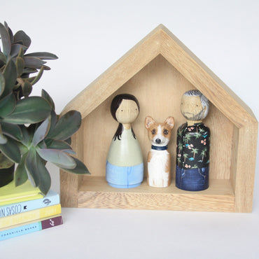 Customized doll family, personalized family wooden dolls and pets