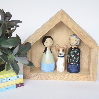 Customized doll family, personalized family wooden dolls and pets