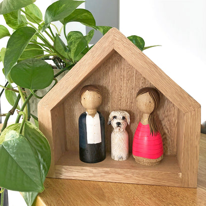 Customized doll family, personalized family wooden dolls and pets