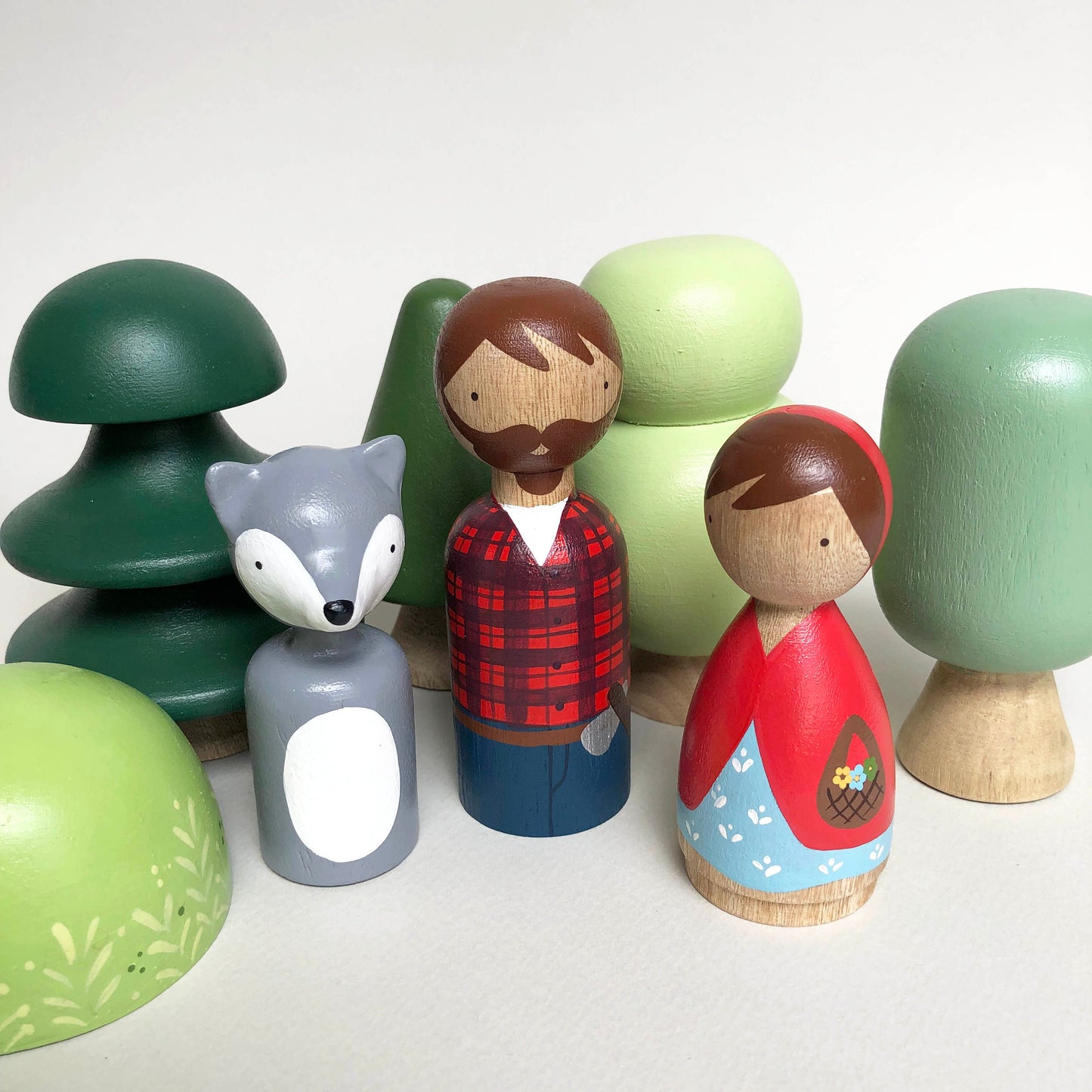 Eco-Friendly Red Riding Hood Wooden Toy Set for Toddlers