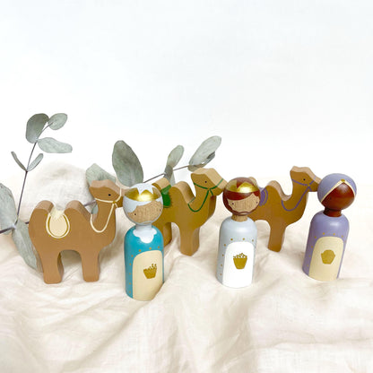 19 Figures - Kids wooden nativity set, Christmas decorations
