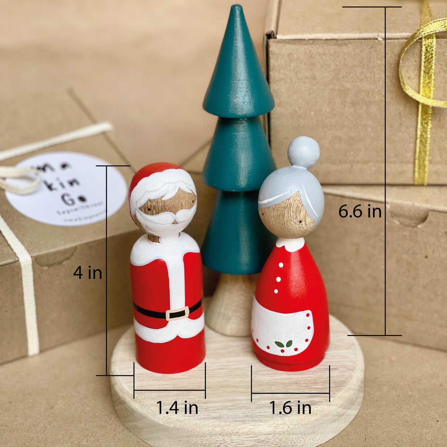 Santa & Mrs. Claus Peg People, Christmas Decorations