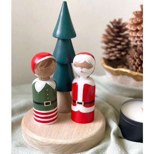 Santa and elf Peg People, Christmas Decorations