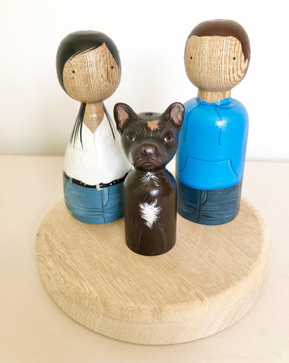 Custom Couple & Pets Peg Dolls