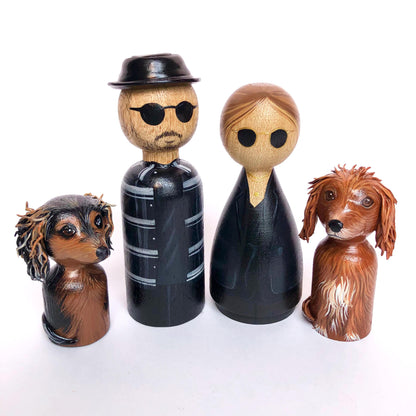Custom Couple & Pets Peg Dolls