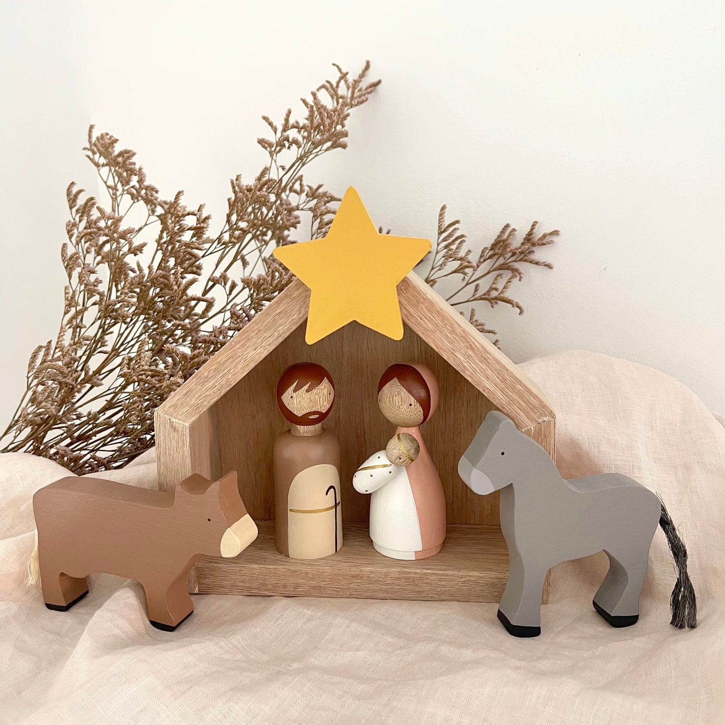7 Figures - Kids wooden nativity set, Christmas decorations