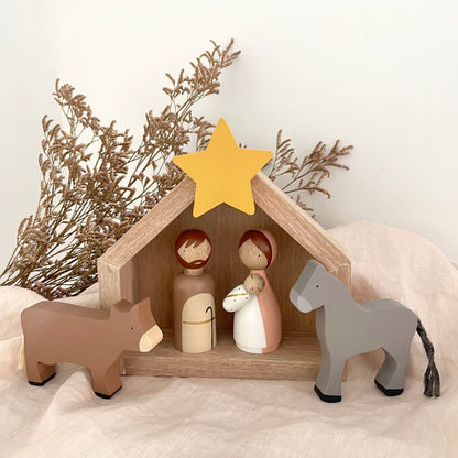 7 Figures - Kids wooden nativity set, Christmas decorations