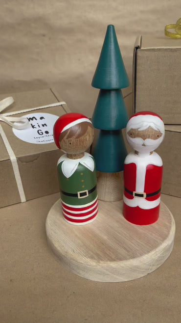 Santa and elf Peg People, Christmas Decorations